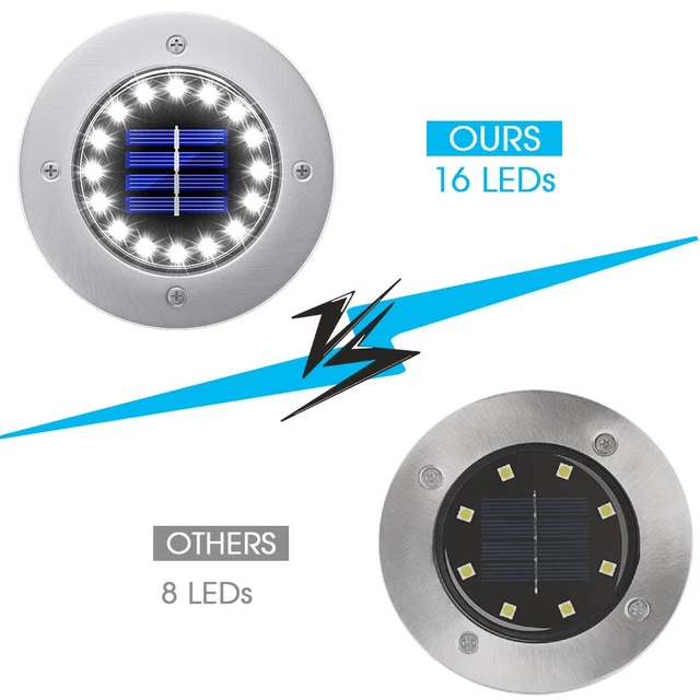 Alt view image 2 of 7 - NFESOLAR Solar Ground Lights Outdoor with 16 LEDs White 16 Pack | IP65 Waterproof, Stainless Steel Shell, Wire-Free, Easy to Use for Outdoor Garden Yard Lawn Pathway Walkway