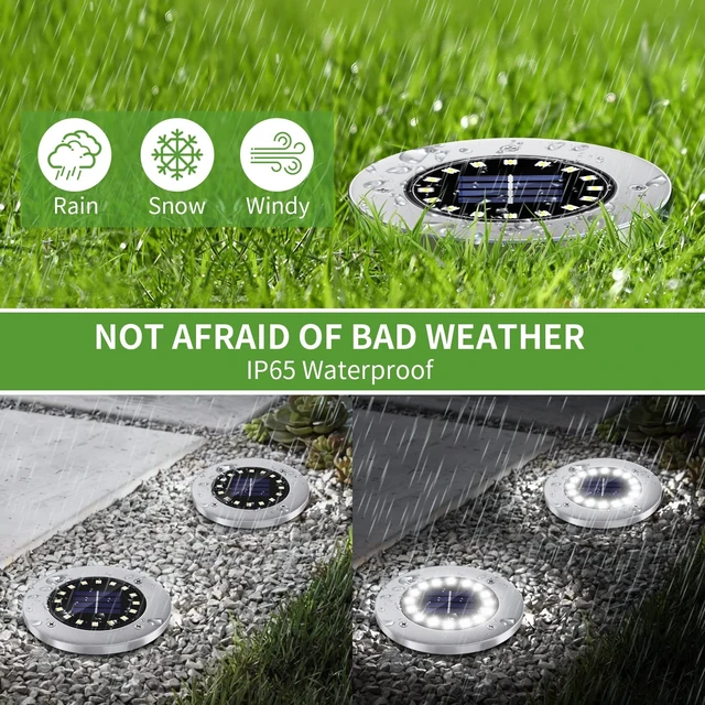 Alt view image 3 of 7 - NFESOLAR Solar Ground Lights Outdoor with 16 LEDs White 16 Pack | IP65 Waterproof, Stainless Steel Shell, Wire-Free, Easy to Use for Outdoor Garden Yard Lawn Pathway Walkway