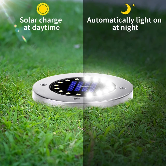 Alt view image 4 of 7 - NFESOLAR Solar Ground Lights Outdoor with 16 LEDs White 16 Pack | IP65 Waterproof, Stainless Steel Shell, Wire-Free, Easy to Use for Outdoor Garden Yard Lawn Pathway Walkway