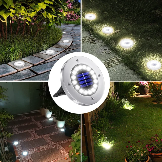 Alt view image 7 of 7 - NFESOLAR Solar Ground Lights Outdoor with 16 LEDs White 16 Pack | IP65 Waterproof, Stainless Steel Shell, Wire-Free, Easy to Use for Outdoor Garden Yard Lawn Pathway Walkway