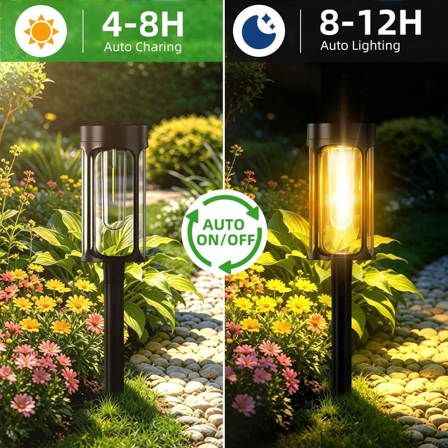 Alt view image 3 of 7 - ASMAD 8 Pack Solar Lights Outdoor Waterproof,Auto On/Off | Solar Pathway Lights, LED 3000K Outdoor Light for Garden, Path, Yard, Patio, Walkway, Driveway, Landscape Lighting