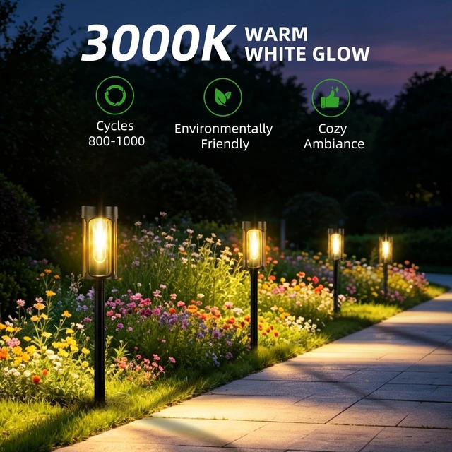 Alt view image 4 of 7 - ASMAD 8 Pack Solar Lights Outdoor Waterproof,Auto On/Off | Solar Pathway Lights, LED 3000K Outdoor Light for Garden, Path, Yard, Patio, Walkway, Driveway, Landscape Lighting