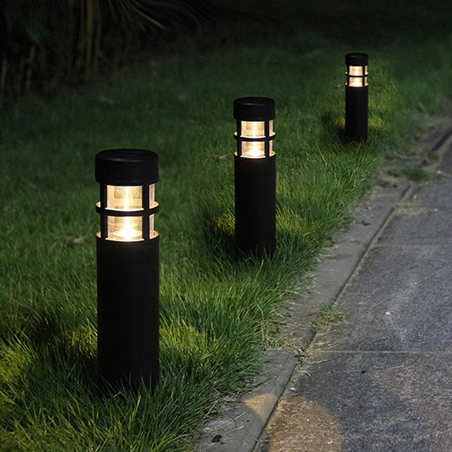 Alt view image 3 of 5 - SUNWIND Solar Garden Lights Outdoor LED Bollard Solar Powered Path Lighting for Patio Pathway Backyard Lawn Landscaping (Black-6 Pack)