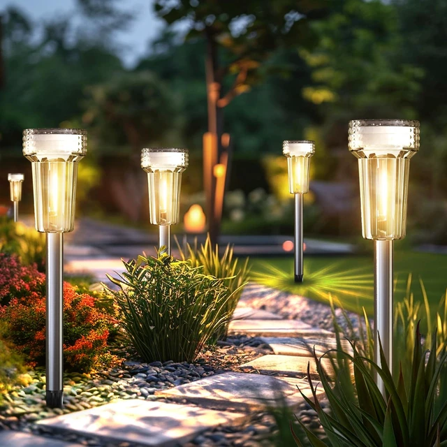 Main image of Mancra 12 Pack Solar Pathway Lights Outdoor, Waterproof Metal Solar Outdoor Lights Tungsten Bulb Landscape Lighting Garden Decor for Path Yard Lawn Walkway Driveway