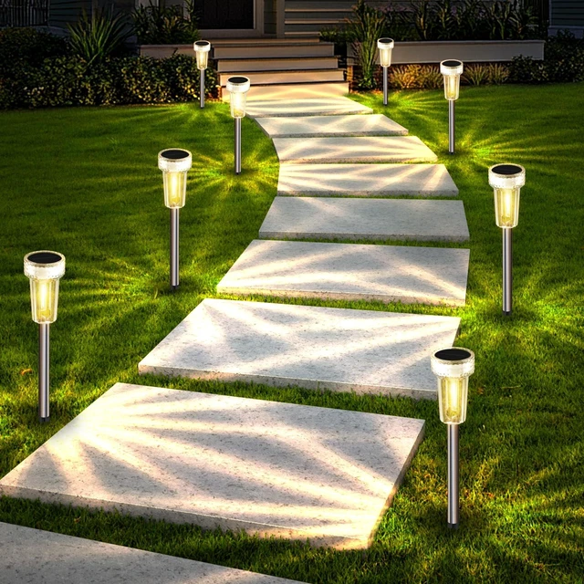 Alt view image 2 of 7 - Mancra 12 Pack Solar Pathway Lights Outdoor, Waterproof Metal Solar Outdoor Lights Tungsten Bulb Landscape Lighting Garden Decor for Path Yard Lawn Walkway Driveway