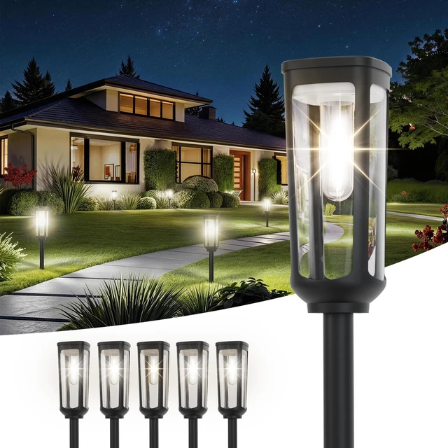 Main image of JEJOT Solar Pathway Lights Outdoor Waterproof, 6 Pack Solar Walkway Lights | Solar Light outdoor for Lawn Yard Garden Patio Driveway Decor Landscape, Cool White