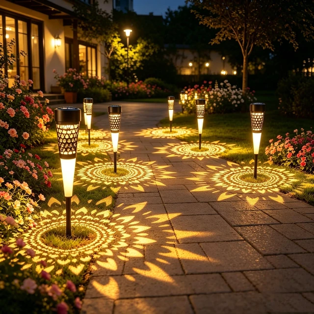 Main image of Toodour Solar Lights Outdoor Garden, 4 Pack Solar Pathway Lights Waterproof | Auto On/Off, Outdoor for Halloween Garden Yard Patio Walkway Driveway Landscapes Lawn (Warm White)