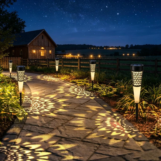 Alt view image 2 of 7 - Toodour Solar Lights Outdoor Garden, 4 Pack Solar Pathway Lights Waterproof | Auto On/Off, Outdoor for Halloween Garden Yard Patio Walkway Driveway Landscapes Lawn (Warm White)