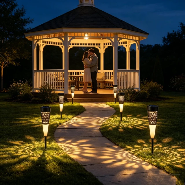 Alt view image 4 of 7 - Toodour Solar Lights Outdoor Garden, 4 Pack Solar Pathway Lights Waterproof | Auto On/Off, Outdoor for Halloween Garden Yard Patio Walkway Driveway Landscapes Lawn (Warm White)