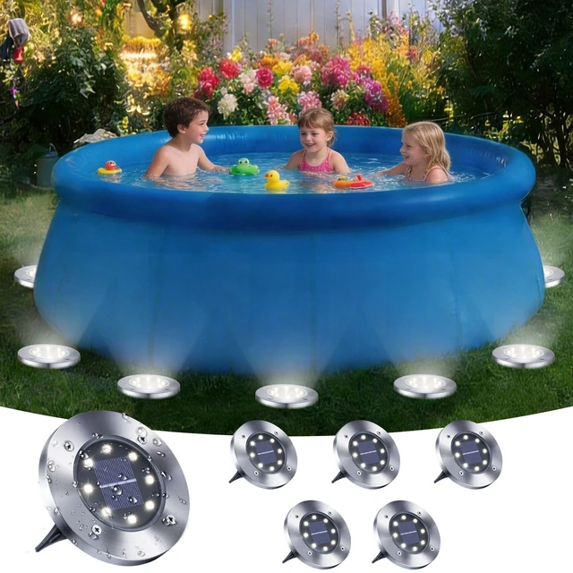 Main image of LYHOPE Solar Pool Lights, 6 Pack Solar Above Ground Pool Lights Waterproof, Garden In-ground Pool Lights for Lawn Yard Deck Patio Walkway Pond Outdoor Decorations - White
