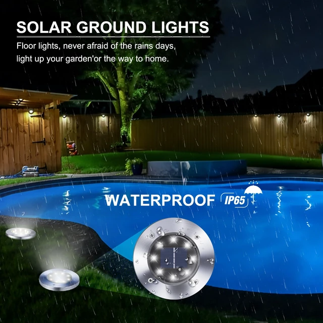 Alt view image 2 of 7 - LYHOPE Solar Pool Lights, 6 Pack Solar Above Ground Pool Lights Waterproof, Garden In-ground Pool Lights for Lawn Yard Deck Patio Walkway Pond Outdoor Decorations - White