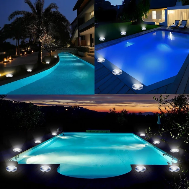 Alt view image 7 of 7 - LYHOPE Solar Pool Lights, 6 Pack Solar Above Ground Pool Lights Waterproof, Garden In-ground Pool Lights for Lawn Yard Deck Patio Walkway Pond Outdoor Decorations - White