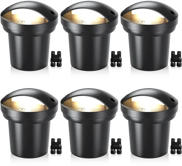 Main image of SUNVIE 5W 3000K Low Voltage Well Lights Landscape LED in Ground, 6 Pack | 12-24V AC/DC, Anti-Glare, Die-cast Aluminum, Waterproof, Fastlock2 Wire Connectors, Landscape Lighting for Walkway, Pathway