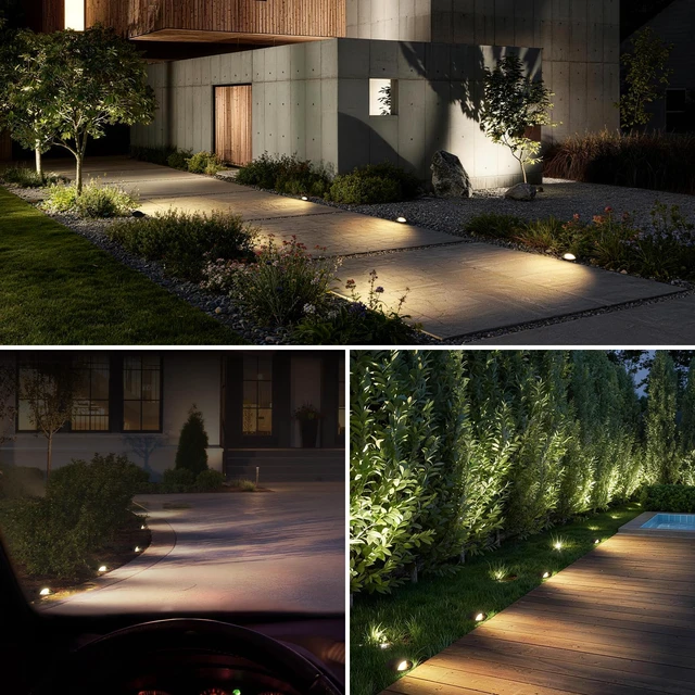 Alt view image 2 of 7 - SUNVIE 5W 3000K Low Voltage Well Lights Landscape LED in Ground, 6 Pack | 12-24V AC/DC, Anti-Glare, Die-cast Aluminum, Waterproof, Fastlock2 Wire Connectors, Landscape Lighting for Walkway, Pathway