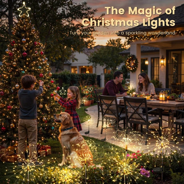 Alt view image 4 of 7 - SOLPEX Solar Garden Lights Outdoor, 4 Pack Firework Lights, Warm White | 120 LEDs, Twinkle Fairy Lights, Waterproof, Garden Decor, Solar Powered, for Yard, Patio, Planter, Pathway, Gifts for Mom