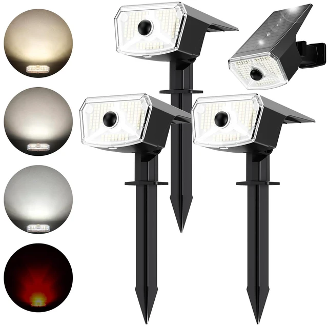 Main image of TECKNET Solar Lights Outdoor Waterproof,Solar Spot Lights,108 LED,4 Pack | Auto On/Off Motion Sensor, 4 Lighting Modes & 3 Color Temps, 2-in-1 Solars Landscape Light for Outside, Garden, Yard