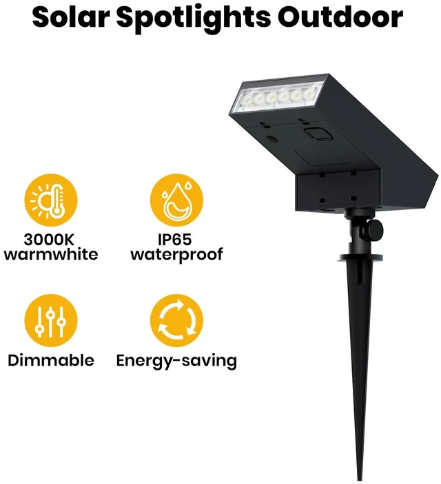 Alt view image 2 of 7 - SOTTLOT Solar Spot Light Outdoor,3000K Solar Yard Light, Metal Ground Spike | 4 Working Modes, 500LM Solar Lawn Light, IP65 Waterproof Solar Walkway Light for Landscape Garden, Patio, Backyard, 1pcs