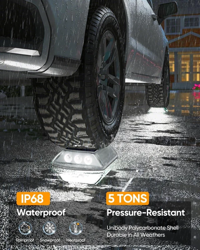 Alt view image 2 of 7 - Solar Driveway Lights Outdoor IP68 Waterproof Led 4 Pack White | Sturdy PC Shell, Stick on & Screw Mount, Markers Light for Outside Deck, Driveway, Step, Walkway, Patio, Pathway, Stair, pool