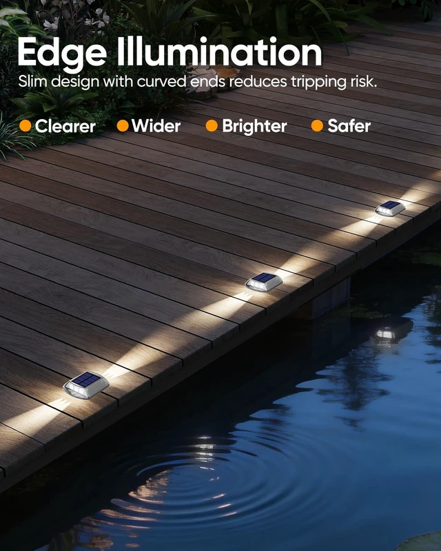 Alt view image 4 of 7 - Solar Driveway Lights Outdoor IP68 Waterproof Led 4 Pack White | Sturdy PC Shell, Stick on & Screw Mount, Markers Light for Outside Deck, Driveway, Step, Walkway, Patio, Pathway, Stair, pool