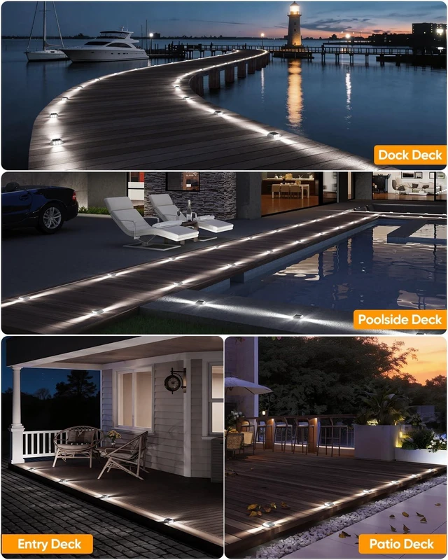 Alt view image 5 of 7 - Solar Driveway Lights Outdoor IP68 Waterproof Led 4 Pack White | Sturdy PC Shell, Stick on & Screw Mount, Markers Light for Outside Deck, Driveway, Step, Walkway, Patio, Pathway, Stair, pool
