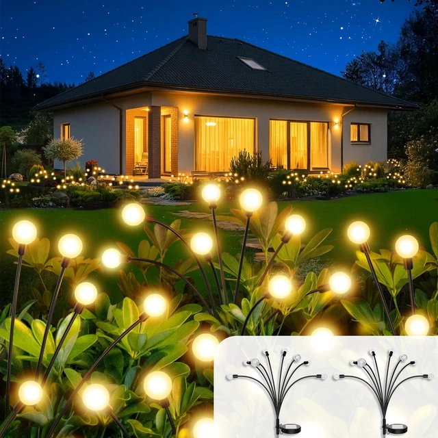 Main image of Vibrant Solar Garden Lights, Ultra Bright Solar Powered Firefly Lights Outdoor Waterproof, High Flexibility Starburst Swaying Light, 8 LED Landscape Lighting Decorative for Pathway Patio Yard