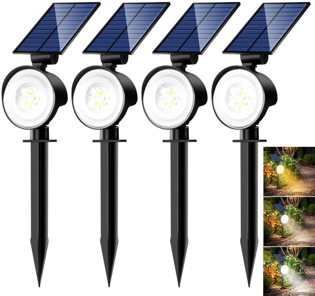 Main image of nipify Solar Spot Lights Outdoor Waterproof, 3 CCT Landscape Spotlights | 4 Pack/2 Brightness, Adjustable Solar Panels, Auto On/Off, Uplights Lighting for Outside Garden Yard Trees Walkway Pathway