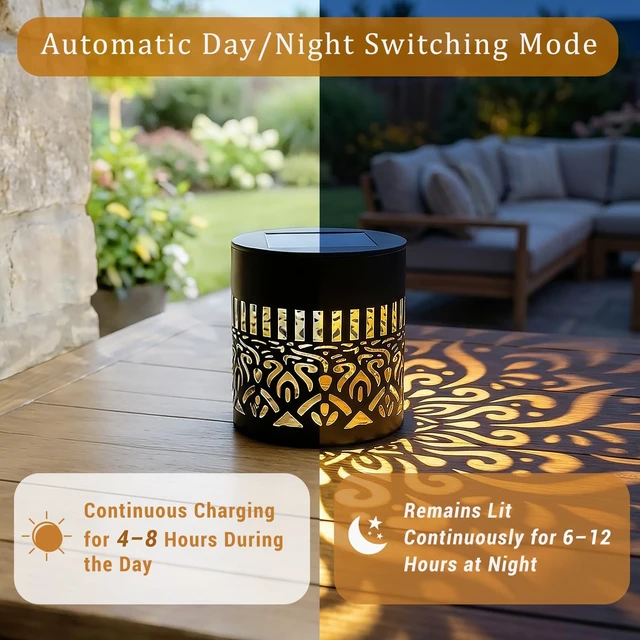 Alt view image 3 of 7 - PDOSOCK 6 Pack Decorative Solar Mandala Lights, Waterproof Solar Mandala Lights Outdoor, Solar Powered Outdoor Deck Step Wall Lights, for Terrace, Courtyard, Backyard and Garden