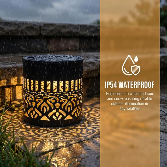 Alt view image 5 of 7 - PDOSOCK 6 Pack Decorative Solar Mandala Lights, Waterproof Solar Mandala Lights Outdoor, Solar Powered Outdoor Deck Step Wall Lights, for Terrace, Courtyard, Backyard and Garden