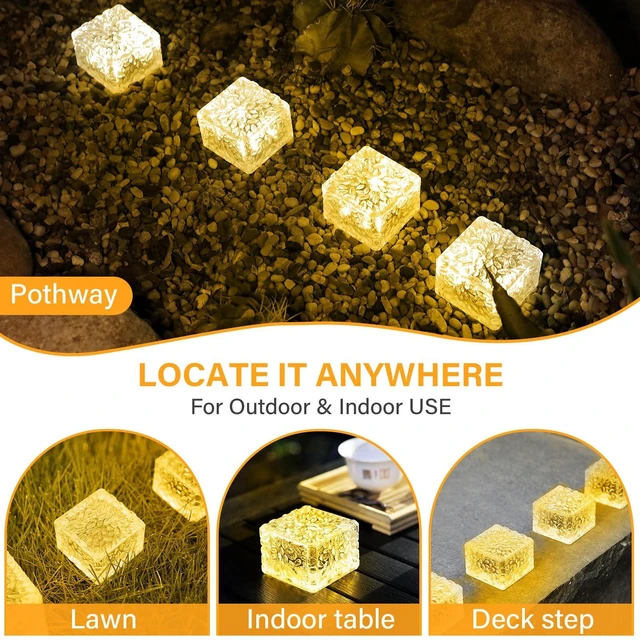Alt view image 2 of 7 - JKIMK Solar Brick Lights Outdoor Solar Lights Outdoor Waterproof Patio | Patio Clearance Garden Decor for Outside 6 Packs for Patio,Yard,Walkway,Pathway Decor
