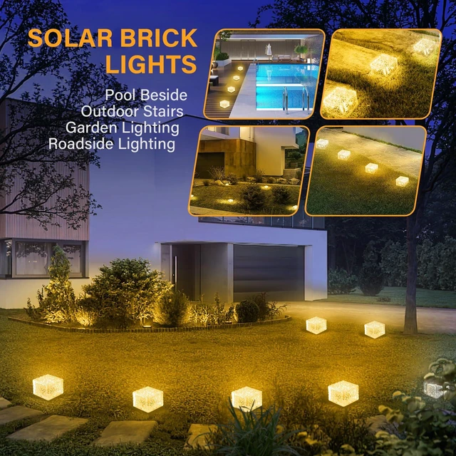 Alt view image 7 of 7 - JKIMK Solar Brick Lights Outdoor Solar Lights Outdoor Waterproof Patio | Patio Clearance Garden Decor for Outside 6 Packs for Patio,Yard,Walkway,Pathway Decor