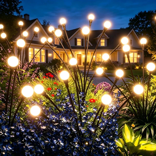 Main image of Solar Lights Outdoor 4-Pack 32 LEDs Garden Firefly Light Decoration | IP65 Waterproof Outdoor Decor,Garden Decor for Yard,Patio,Pathway Decoration,Unique Gifts for Women and Grandma (Warm White)