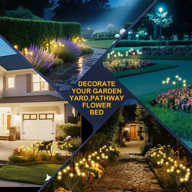 Alt view image 7 of 7 - Solar Lights Outdoor 4-Pack 32 LEDs Garden Firefly Light Decoration | IP65 Waterproof Outdoor Decor,Garden Decor for Yard,Patio,Pathway Decoration,Unique Gifts for Women and Grandma (Warm White)