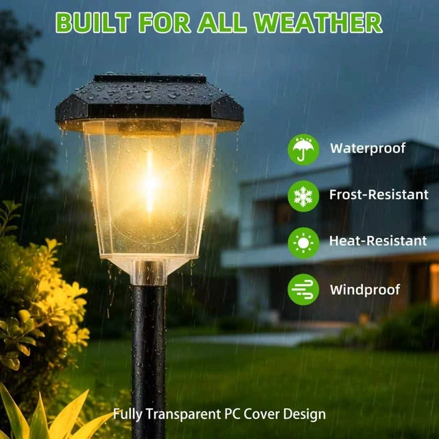 Alt view image 4 of 7 - 16Pack Solar Pathway Lights Outdoor, Warm White LED Waterproof Solar Lights | Garden Light Solar Powered, Long Lasting, Auto On/Off,3000K Stake Landscape Lighting for Outside, Walkway Lawn, Yard Decor
