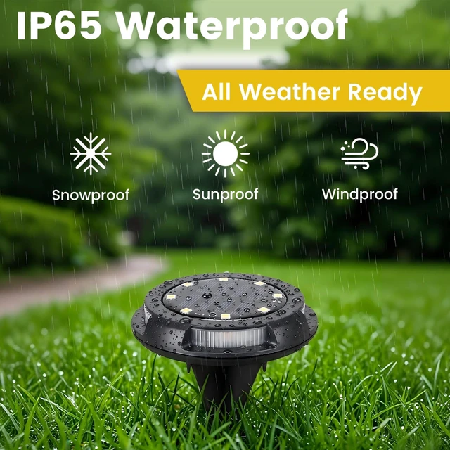 Alt view image 6 of 7 - 8 Pack Solar Ground Lights Uplight Sidelight 4000K Driveway Lights | 4.41In IP65 Waterproof Auto Dusk to Dawn Cool White LED Solar Landscape Lighting Walkway Lights for Yard, ETL UL CSA Qulified
