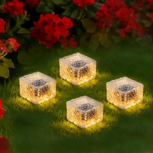 Main image of Wokyo Solar Brick Lights Outdoor Waterproof LED Rock Lights Patio Brick Lights 4 Packs for Patio, Yard, Walkway, Pathway Decor 4x4 inch (Large - Warm White)