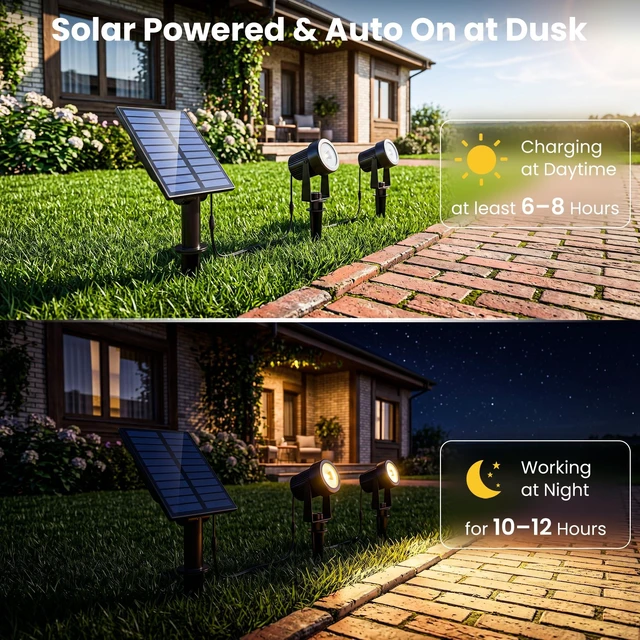 Alt view image 2 of 7 - LINQELLY Solar Spotlights Outdoor Waterproof, Warm White Landscape Lights | Decorative Solar Spot Lighting for Garden, Yard, Pathway, Lawn, Poolside, Party, 2-in-1 Mounted (Warm White, 1 Pack)