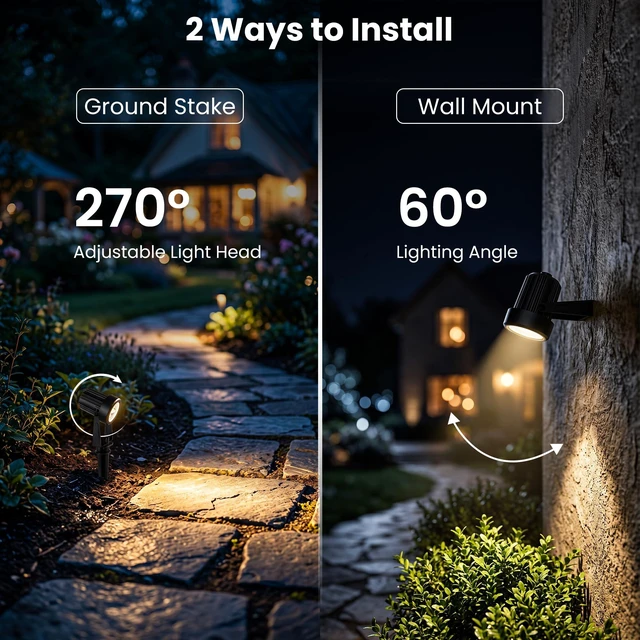 Alt view image 3 of 7 - LINQELLY Solar Spotlights Outdoor Waterproof, Warm White Landscape Lights | Decorative Solar Spot Lighting for Garden, Yard, Pathway, Lawn, Poolside, Party, 2-in-1 Mounted (Warm White, 1 Pack)