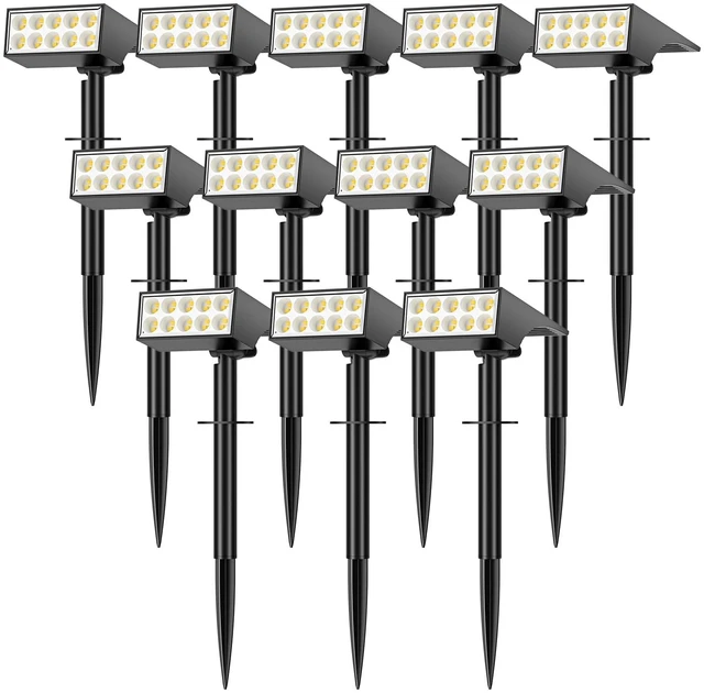 Main image of WENATY Solar Lights Outdoor Waterproof IP65, 12 Pack Spot Light, Warm White | IP65 Waterproof, Auto On/Off LED Powered Yard Garden Flood Solar Light for Outside Pathway Wall Tree Lawn Uplights Lights