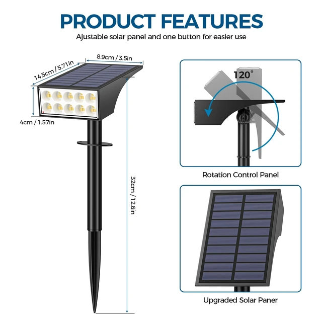 Alt view image 7 of 7 - WENATY Solar Lights Outdoor Waterproof IP65, 12 Pack Spot Light, Warm White | IP65 Waterproof, Auto On/Off LED Powered Yard Garden Flood Solar Light for Outside Pathway Wall Tree Lawn Uplights Lights