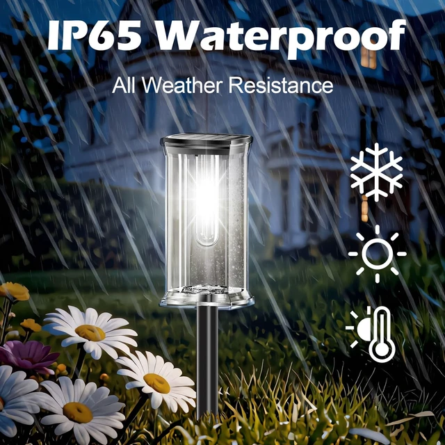 Alt view image 5 of 7 - MAOKOT Solar Lights Outdoor, 12 Pack Led Solar Garden Lights Waterproof, Auto On/Off Small Size Outdoor Solar Lights for Patio, Driveway, Yard, Walkway, Pathway Landscape Lighting, White