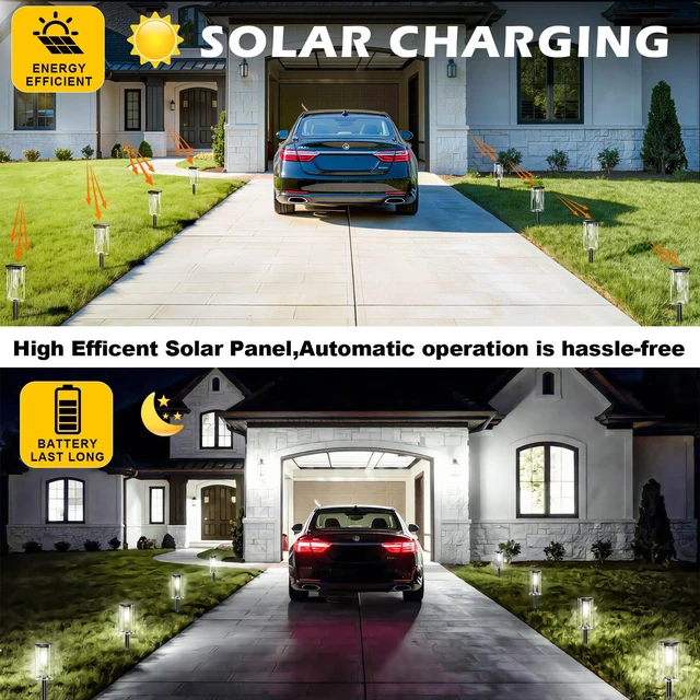 Alt view image 6 of 7 - MAOKOT Solar Lights Outdoor, 12 Pack Led Solar Garden Lights Waterproof, Auto On/Off Small Size Outdoor Solar Lights for Patio, Driveway, Yard, Walkway, Pathway Landscape Lighting, White
