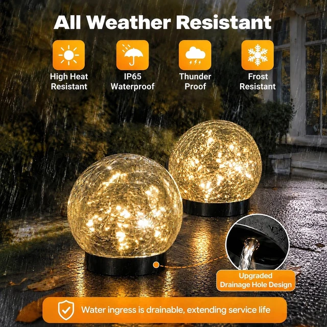 Alt view image 2 of 7 - SyouHome Solar Crackle Glass Globe Lights Outdoor, 6 Pack 3.9", Warm White | Auto ON/OFF, Waterproof Landscape Garden Decor, Solar Graden Lights for Pathway Yard Flowerpot Patio Lawn