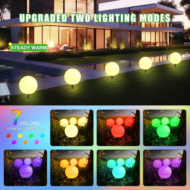 Alt view image 2 of 7 - Auidum Solar Lights Outdoor Waterproof Decorations, 5 Pack Solar Globe Lights for Outside Color Changing Solar Garden Landscape Lights for Yard Patio Pathway Walkway Wedding Party Decor