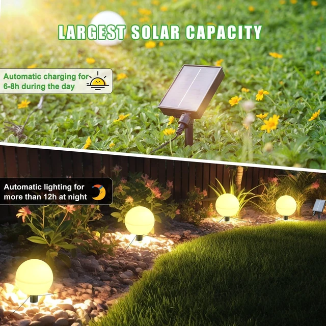 Alt view image 4 of 7 - Auidum Solar Lights Outdoor Waterproof Decorations, 5 Pack Solar Globe Lights for Outside Color Changing Solar Garden Landscape Lights for Yard Patio Pathway Walkway Wedding Party Decor
