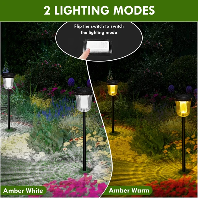 Alt view image 2 of 7 - WTGEGF Solar Pathway Lights Outdoor Waterproof, 4 Pack Solar Garden Lights | 200LM Super Bright,Auto On/Off IP65 Waterproof 10-14 Hours Brightness Outdoor Solar Lights for Garden Yard Walkway Driveway