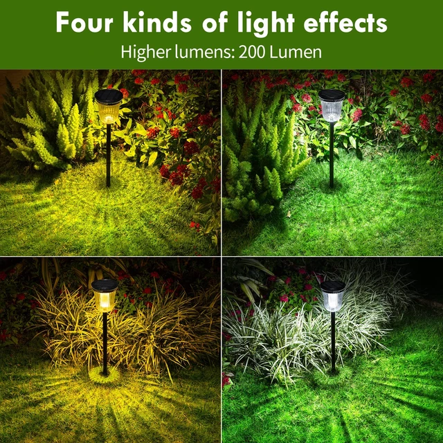 Alt view image 4 of 7 - WTGEGF Solar Pathway Lights Outdoor Waterproof, 4 Pack Solar Garden Lights | 200LM Super Bright,Auto On/Off IP65 Waterproof 10-14 Hours Brightness Outdoor Solar Lights for Garden Yard Walkway Driveway