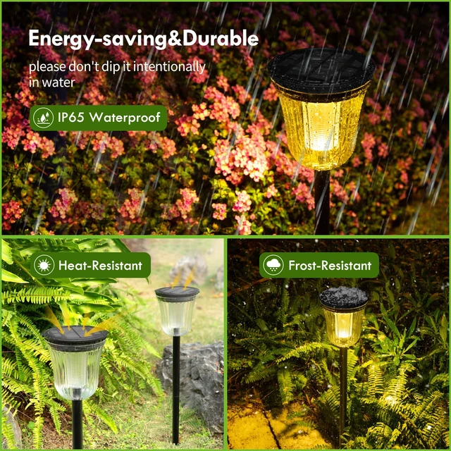 Alt view image 5 of 7 - WTGEGF Solar Pathway Lights Outdoor Waterproof, 4 Pack Solar Garden Lights | 200LM Super Bright,Auto On/Off IP65 Waterproof 10-14 Hours Brightness Outdoor Solar Lights for Garden Yard Walkway Driveway