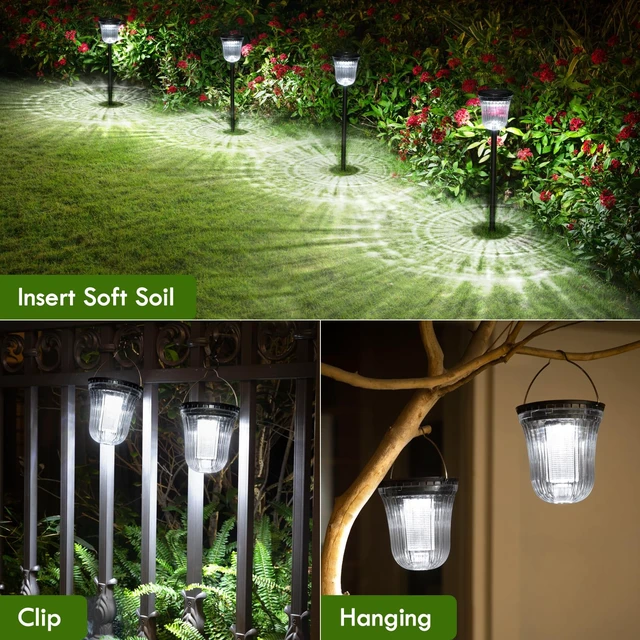 Alt view image 7 of 7 - WTGEGF Solar Pathway Lights Outdoor Waterproof, 4 Pack Solar Garden Lights | 200LM Super Bright,Auto On/Off IP65 Waterproof 10-14 Hours Brightness Outdoor Solar Lights for Garden Yard Walkway Driveway