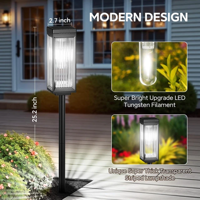 Alt view image 4 of 7 - ELECLINK Solar Lights Outdoor Pathway, Upgraded 4 Pack | Waterproof Garden Light, Bright Up to 12 Hrs Auto On/Off Solar Light for Yard Patio Lawn Path Walkway Driveway Sidewalk