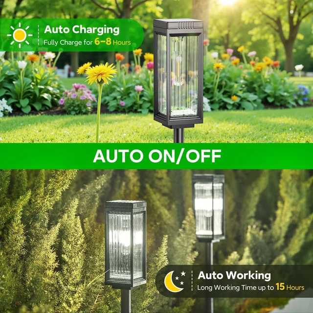 Alt view image 5 of 7 - ELECLINK Solar Lights Outdoor Pathway, Upgraded 4 Pack | Waterproof Garden Light, Bright Up to 12 Hrs Auto On/Off Solar Light for Yard Patio Lawn Path Walkway Driveway Sidewalk